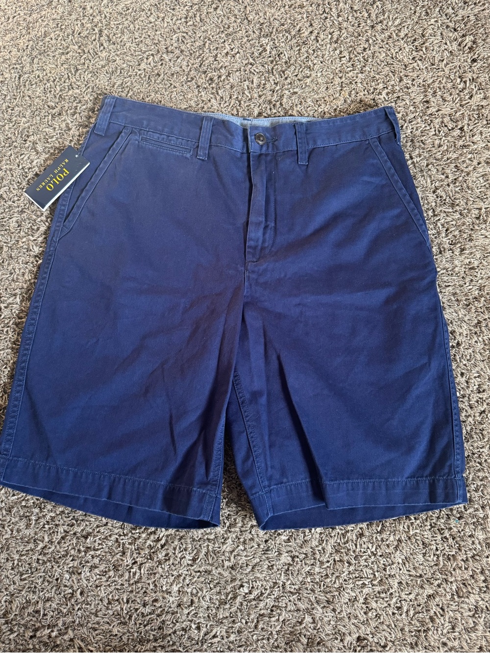 Ralph Lauren Navy Flat-Front Chino Shorts